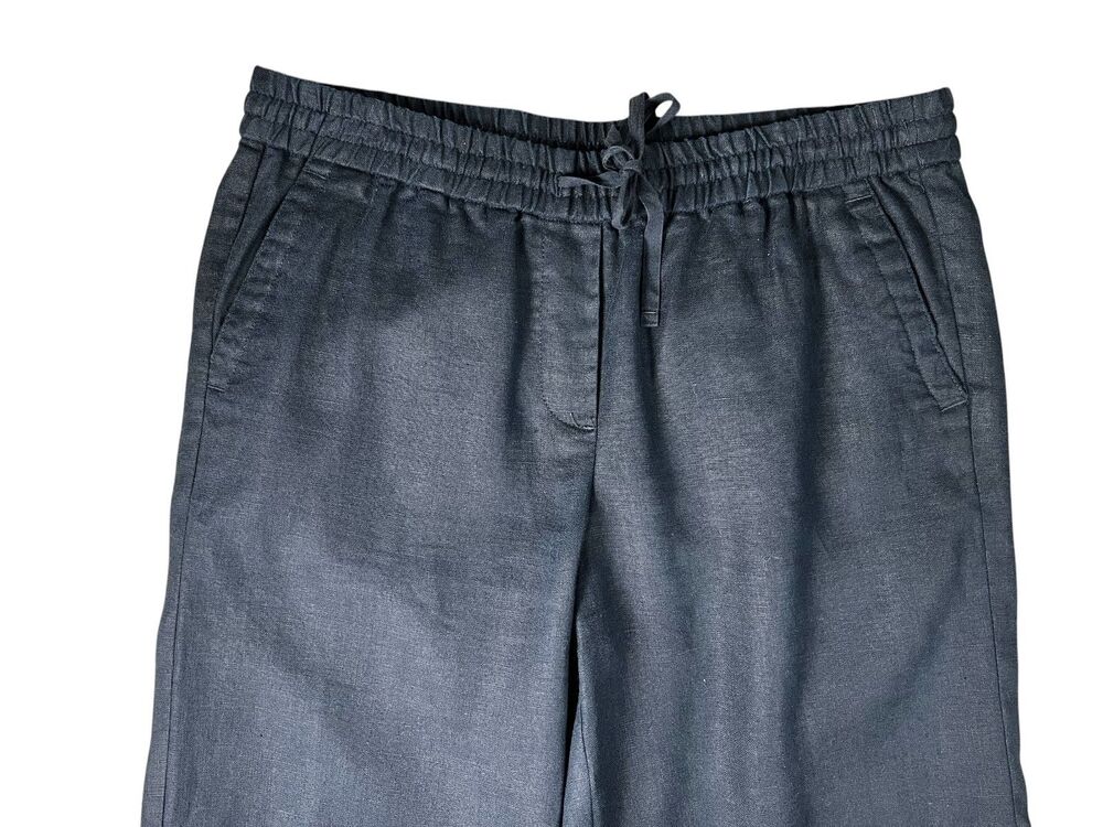 Talbots Blue Pull-on Drawstring Wide Leg Cropped Linen Pants  Size S  Casual - Picture 12 of 14